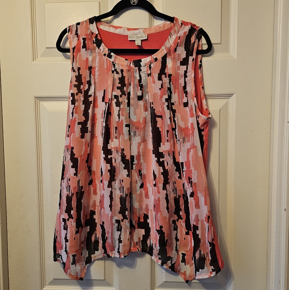 Pink and Black Sleeveless Blouse. Dana Buchman XL